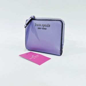 KATE SPADE STACI SMALL L-ZIP BIFOLD WALLET IN FROZEN LILAC